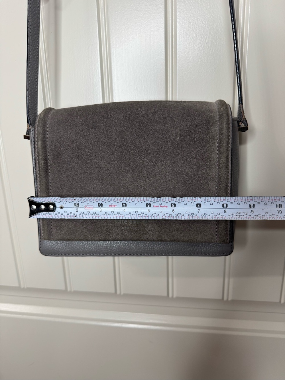 KATE SPADE ♠️ Gray Suede & Leather Crossbody Bag - 6 x 8” inches - Picture 10 of 17